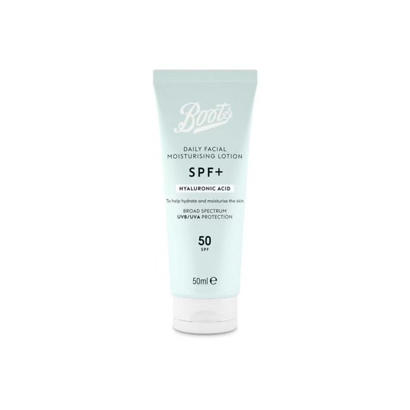 Boots Spf+ Crema Viso Acido Ialuronico Spf50 protezione solare viso idratante 50ml Boots Spf+ Crema Viso Acido Ialuronico Spf50 protezione solare viso idratante 50ml