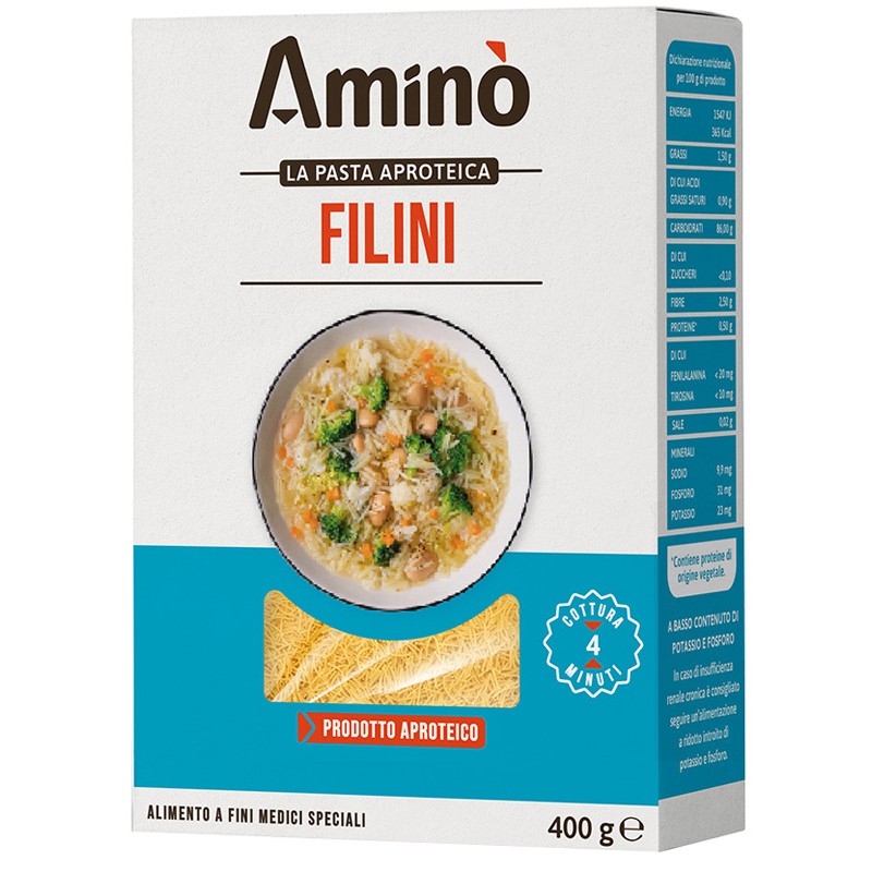 Amino Pasta Aproteica Filini per dieta ipoproteica 400g Amino Pasta Aproteica Filini per dieta ipoproteica 400g