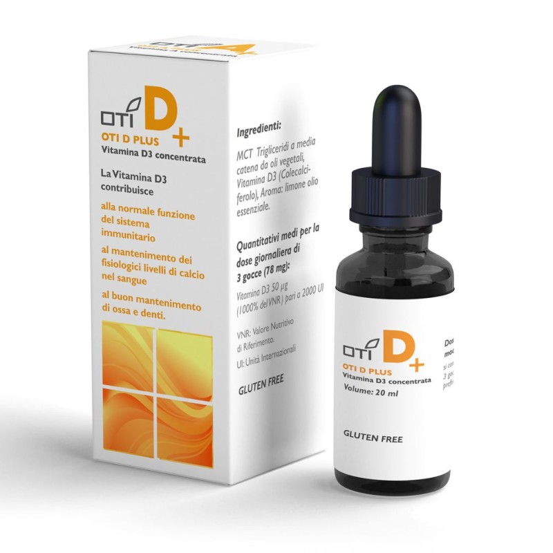Flacone contagocce di OTI D Plus Integratore di Vitamina D 20ml Flacone contagocce di OTI D Plus Integratore di Vitamina D 20ml