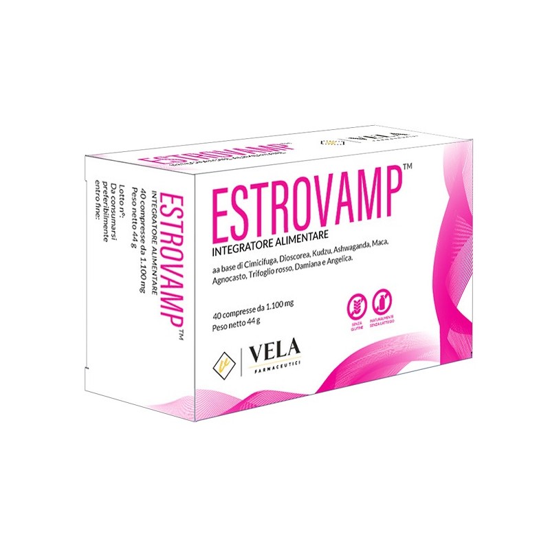 Estrovamp integratore naturale menopausa e benessere femminile 40 compresse da 1100 mg Estrovamp integratore naturale menopausa e benessere femminile 40 compresse da 1100 mg