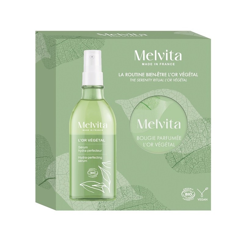 Melvita L'or Vegetal Cofanetto Serum Hydra-perfecteur per Idratazione Corpo e Relax 100ml + Candela 80g