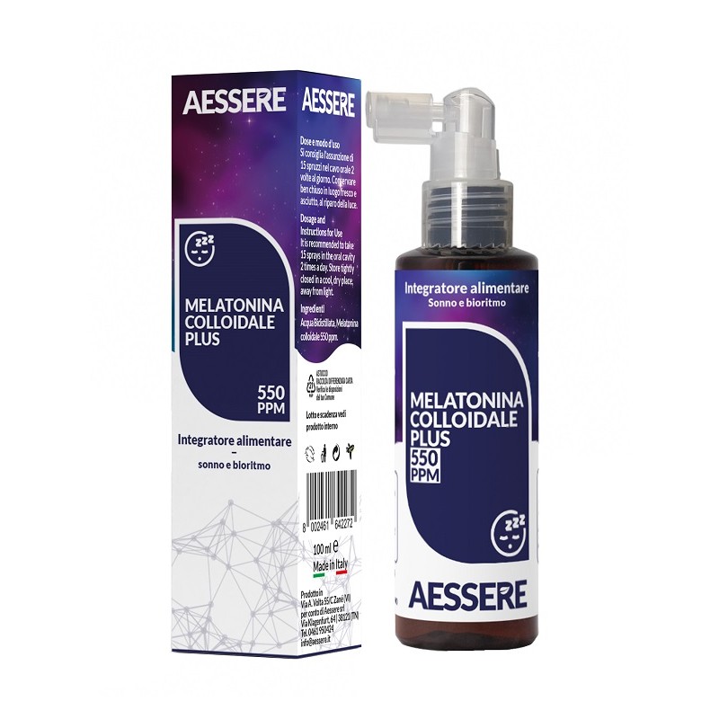 flacone di Melatonina Colloidale Plus Spray per Sonno e Bioritmo 100ml flacone di Melatonina Colloidale Plus Spray per Sonno e Bioritmo 100ml