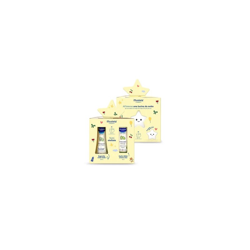 Formato di Mustela Notti Stellate Cofanetto con Bagnetto Mille Bolle 200ml + Crema Viso 40 ml + Lucina Notte Omaggio Formato di Mustela Notti Stellate Cofanetto con Bagnetto Mille Bolle 200ml + Crema Viso 40 ml + Lucina Notte Omaggio