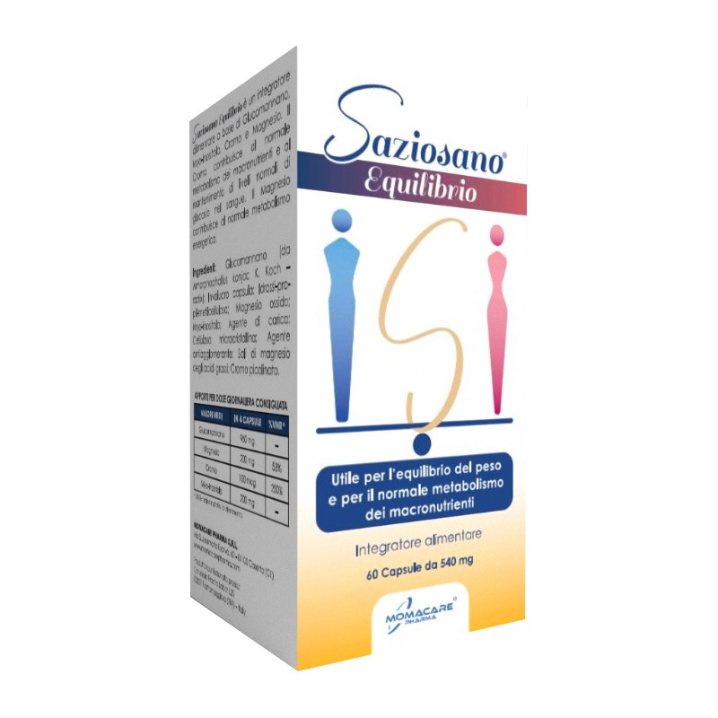 Saziosano Equilibrio integratore per sazietà e metabolismo 60 capsule Saziosano Equilibrio integratore per sazietà e metabolismo 60 capsule