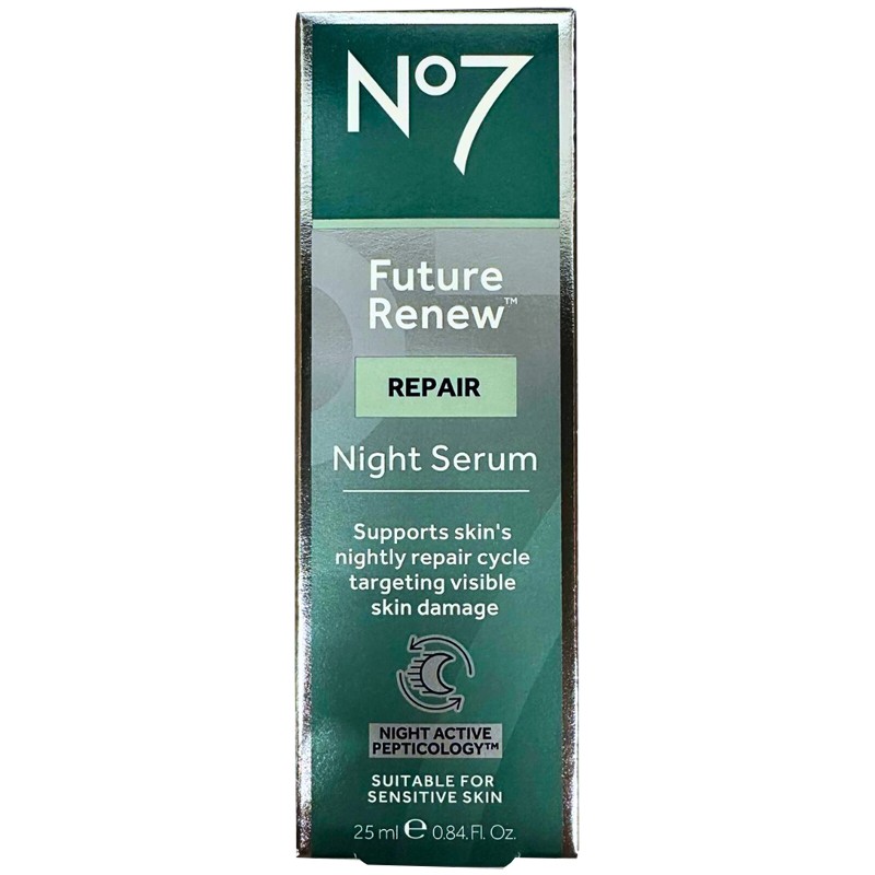 No7 Future Renew Siero Notte per Riparazione e Luminosità Viso 25 ml