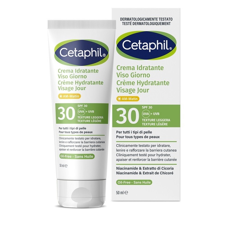 confezione di Cetaphil Crema Idratante Viso Giorno con Protezione Solare SPF30 50 ml confezione di Cetaphil Crema Idratante Viso Giorno con Protezione Solare SPF30 50 ml