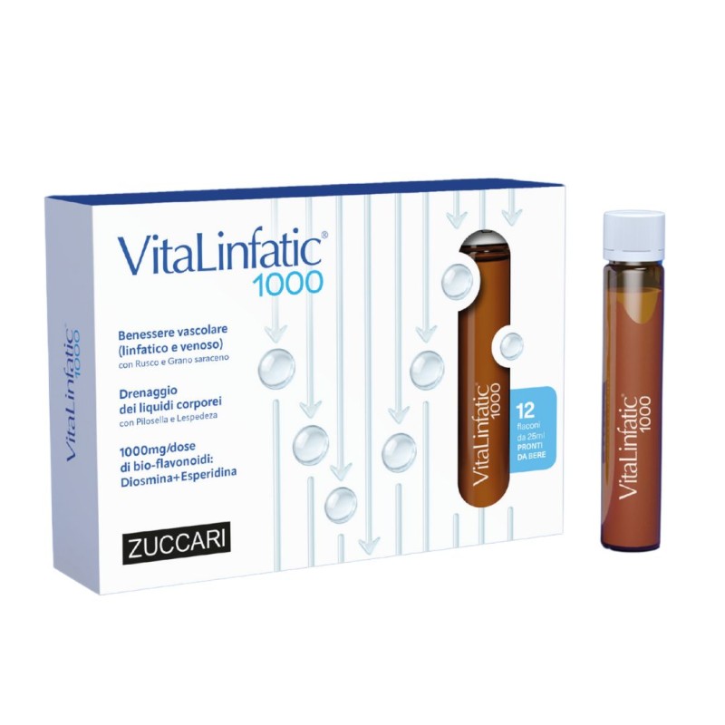 Formato di Zuccari VitaLinfatic 1000 Integratore Drenante per Circolazione Linfatica 12 Flaconcini da 5ml