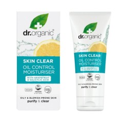 confezione e flacone di Dr Organic Skin Clear Oil Control Crema Viso Seboregolatrice Pelle Grassa 50ml