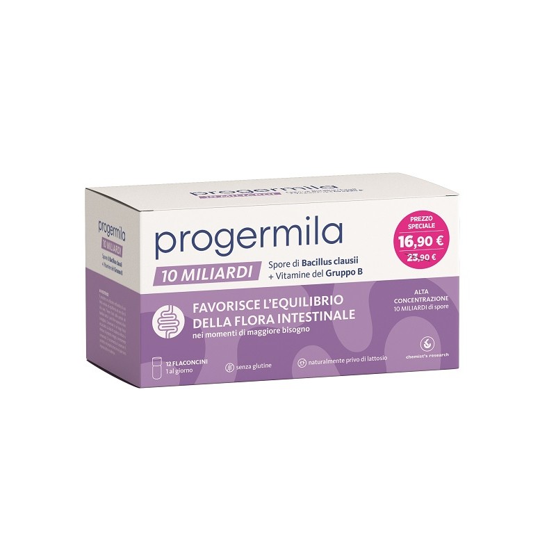 Progermila 10mld per Equilibrio Intestinale e Difese Immunitarie 12 Flaconcini da 10 ml Progermila 10mld per Equilibrio Intestinale e Difese Immunitarie 12 Flaconcini da 10 ml