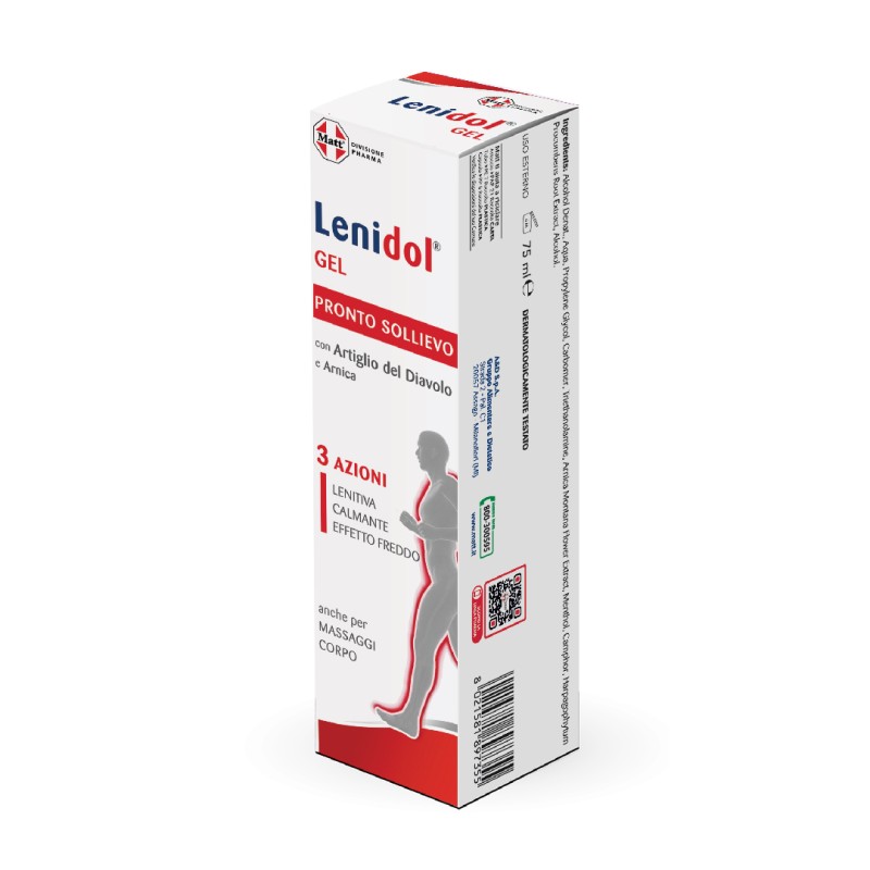 Lato Confezione Matt Lenidol Gel Lenitivo e Calmante Effetto Freddo 75ml