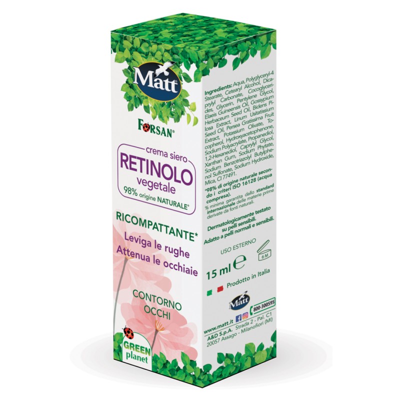 Confezione di Matt Contorno Occhi Retinolo Vegetale per Rughe e Occhiaie 15ml Confezione di Matt Contorno Occhi Retinolo Vegetale per Rughe e Occhiaie 15ml