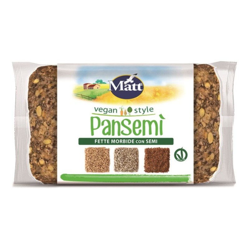 Formato di Matt Vegan Style Pansemi Fette Morbide con Semi Snack Vegano 300g Formato di Matt Vegan Style Pansemi Fette Morbide con Semi Snack Vegano 300g