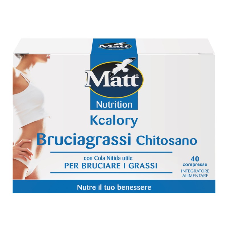 Confezione Matt Kcalory Chitosano integratore per controllo peso 40 compresse Confezione Matt Kcalory Chitosano integratore per controllo peso 40 compresse
