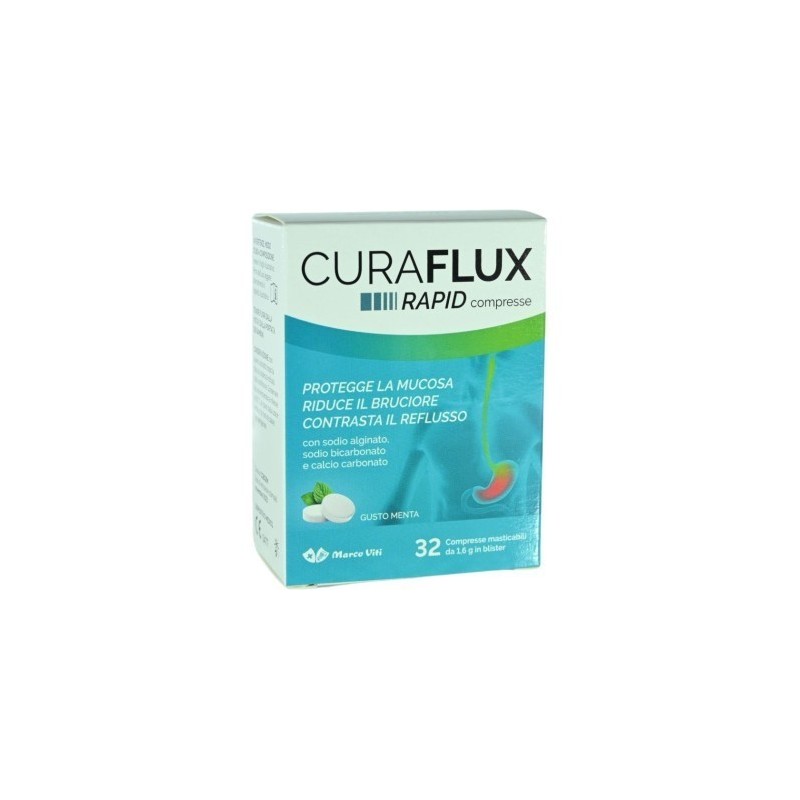 Confezione Curaflux Rapid Reflusso Gastroesofageo 32 Compresse Masticabili Confezione Curaflux Rapid Reflusso Gastroesofageo 32 Compresse Masticabili