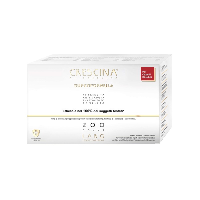 Crescina Ri Crescita Super Formula 200 Donna per Ricrescita e Anti-Caduta 40 Fiale da 3,5ml