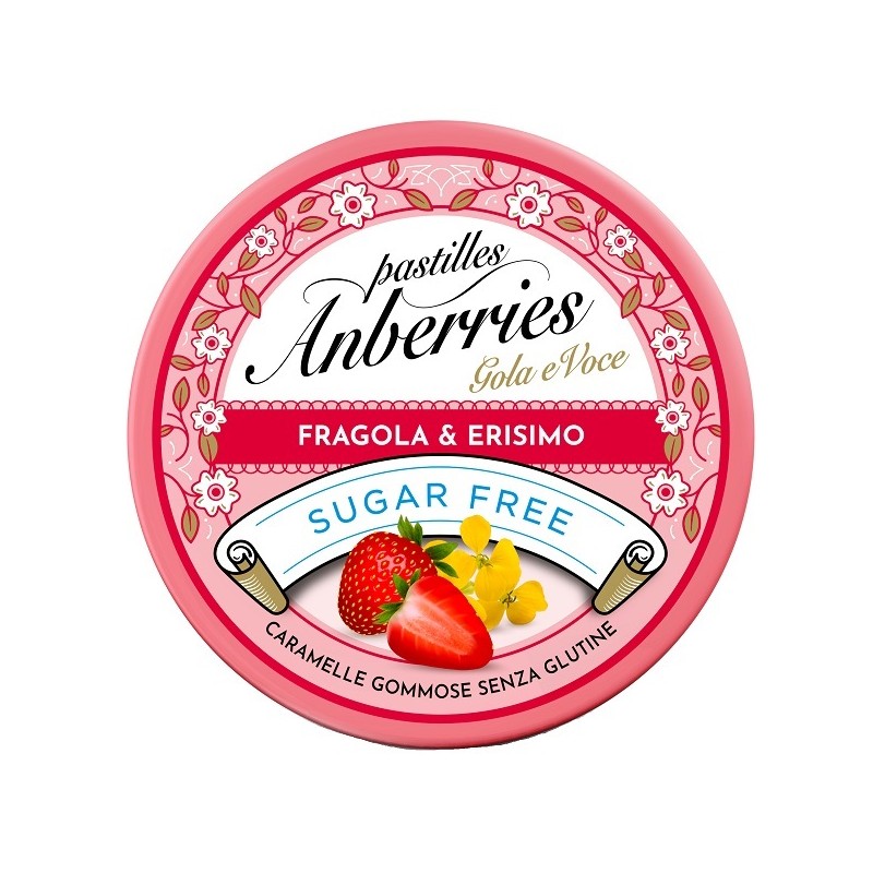 Anberries Fragola&erisimo Sugar Free per Gola e Voce 50 g Anberries Fragola&erisimo Sugar Free per Gola e Voce 50 g