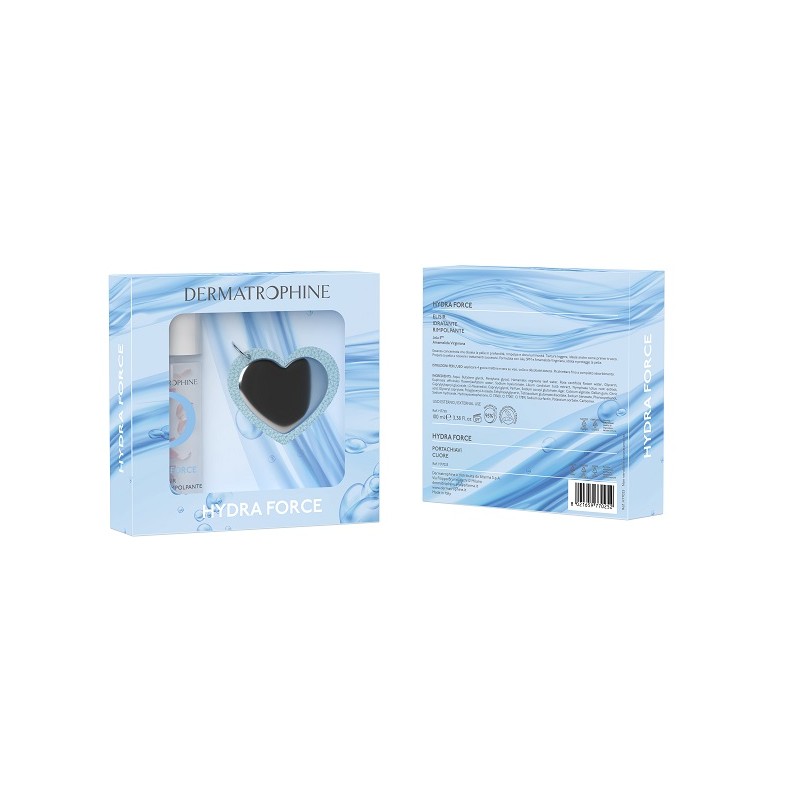 Dermatrophine Cofanetto Natale Hydra Force Cuore, idratazione e luminosità viso, cofanetto elisir 100ml + portachiavi