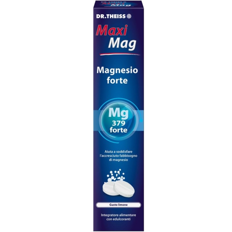 confezione di Dr. Theiss Maxi Mag Forte 379mg Integratore di Magnesio 20 Compresse confezione di Dr. Theiss Maxi Mag Forte 379mg Integratore di Magnesio 20 Compresse