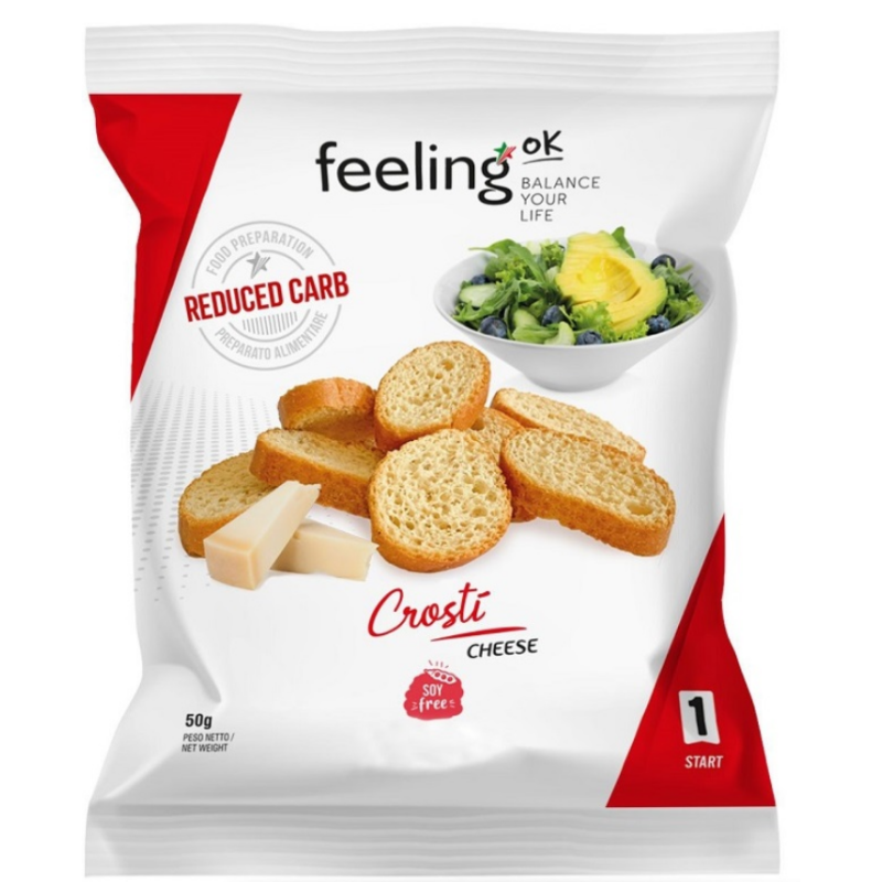 busta Feeling Ok Crostì Cheese Croccanti per Dieta Keto Gusto Formaggio 50g busta Feeling Ok Crostì Cheese Croccanti per Dieta Keto Gusto Formaggio 50g