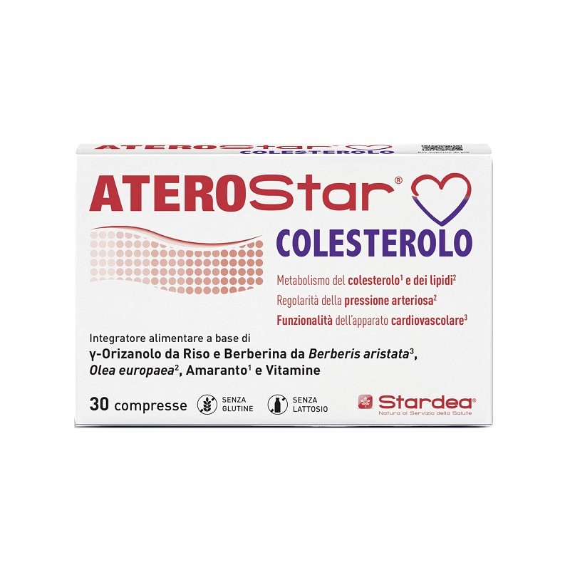 confezione di Aterostar Colesterolo Integratore per Colesterolo e Benessere Cardiovascolare 30 Compresse