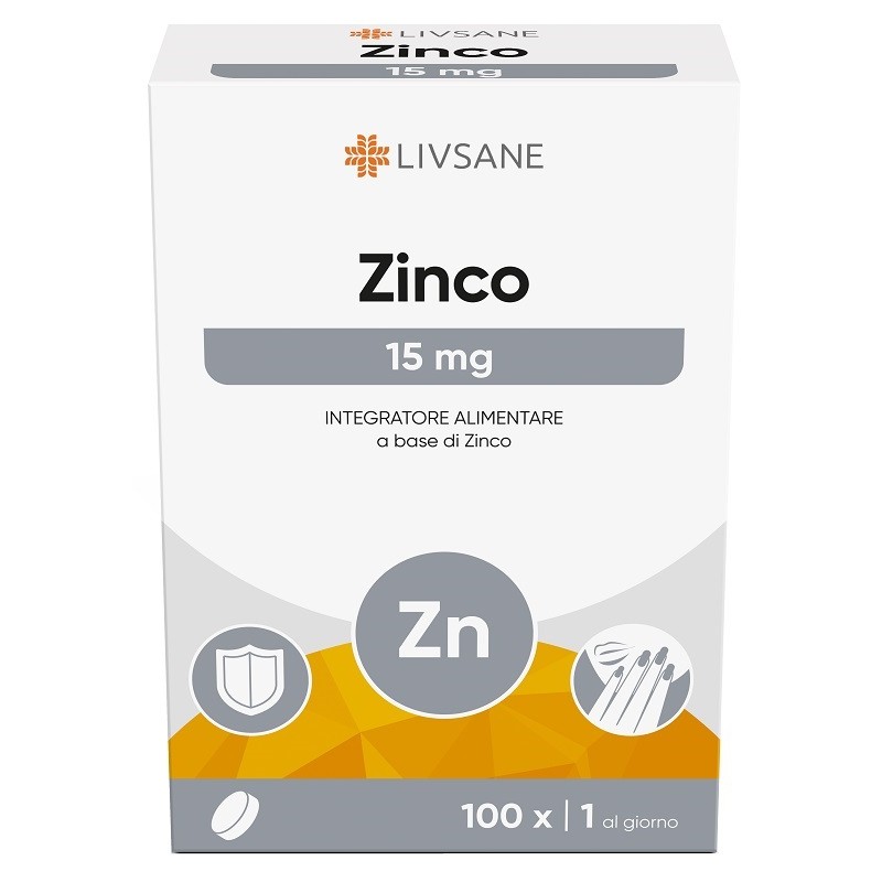 Livsane Zinco integratore per sistema immunitario, capelli, pelle e unghie 100 compresse Livsane Zinco integratore per sistema immunitario, capelli, pelle e unghie 100 compresse