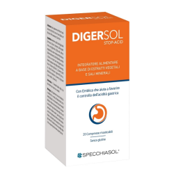 Scatola del Specchiasol Digersol Stop Acid per Acidità di Stomaco 20 Capsule Masticabili Scatola del Specchiasol Digersol Stop Acid per Acidità di Stomaco 20 Capsule Masticabili