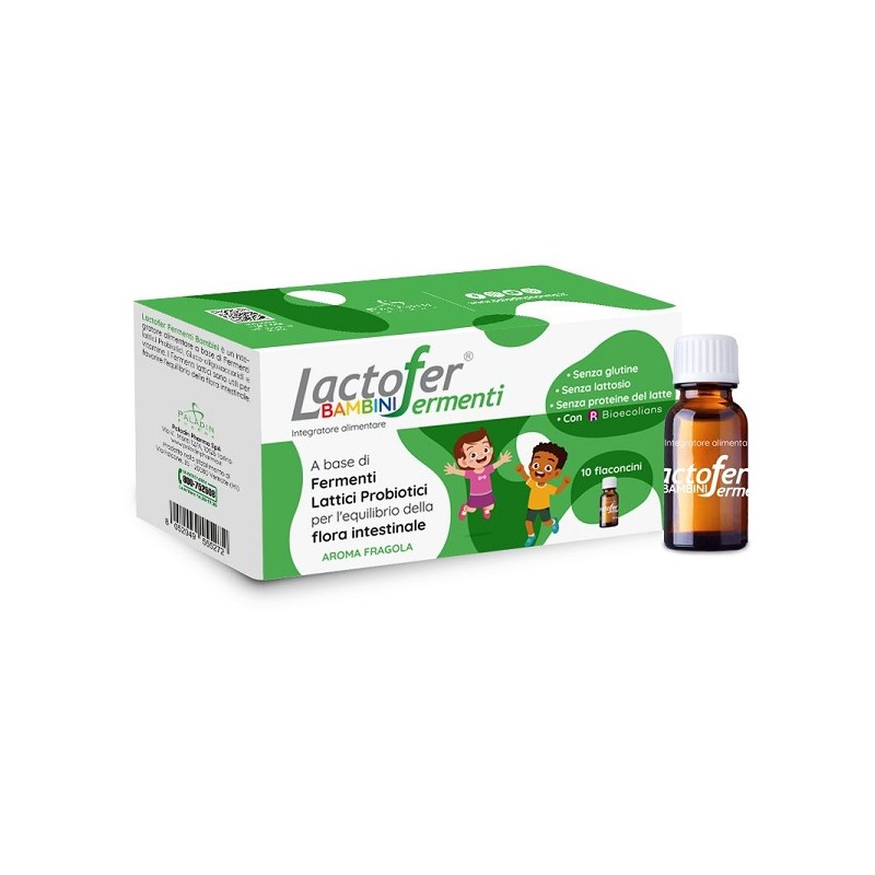 confezione di Lactofer Fermenti Bambini per Equilibrio Intestinale 10 Flaconcini da 10ml