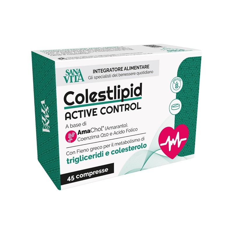 confezione di Sanavita Colestlipid Active Control per Colesterolo e Trigliceridi 45 Compresse confezione di Sanavita Colestlipid Active Control per Colesterolo e Trigliceridi 45 Compresse