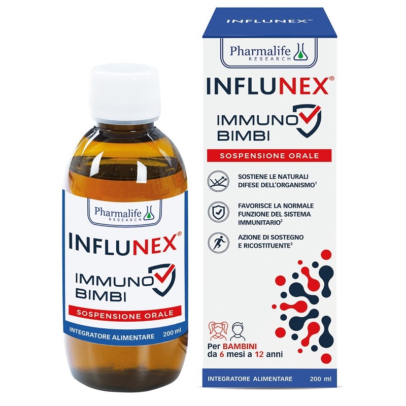 Influnex Immuno Bimbi supporto difese immunitarie bambini sciroppo 200ml Influnex Immuno Bimbi supporto difese immunitarie bambini sciroppo 200ml