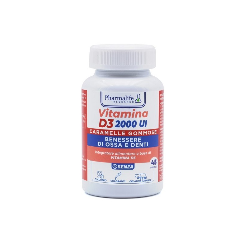 Vitamina D3 45 Gommose per Ossa, Denti e Immunità Barattolo 45 Gommose Vitamina D3 45 Gommose per Ossa, Denti e Immunità Barattolo 45 Gommose