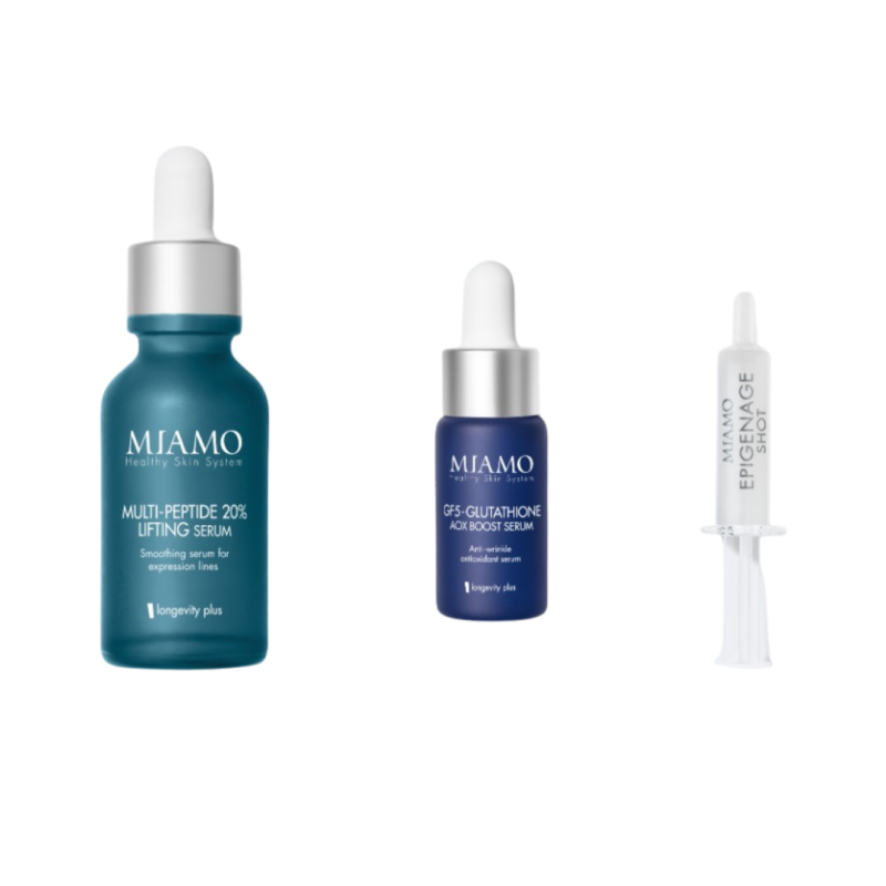 Cofanetto Miamo Lift & Aox Multi Peptide Siero 30ml + GF5 Glutatione Siero 10ml + Epigenage Shot 1ml