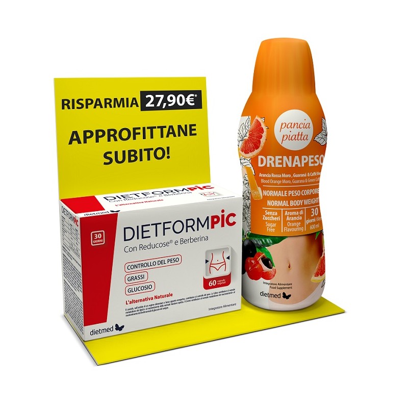 Pack Promozionale Dietformpic per Controllo Peso e Drenaggio 60 Capsule + 600ml
