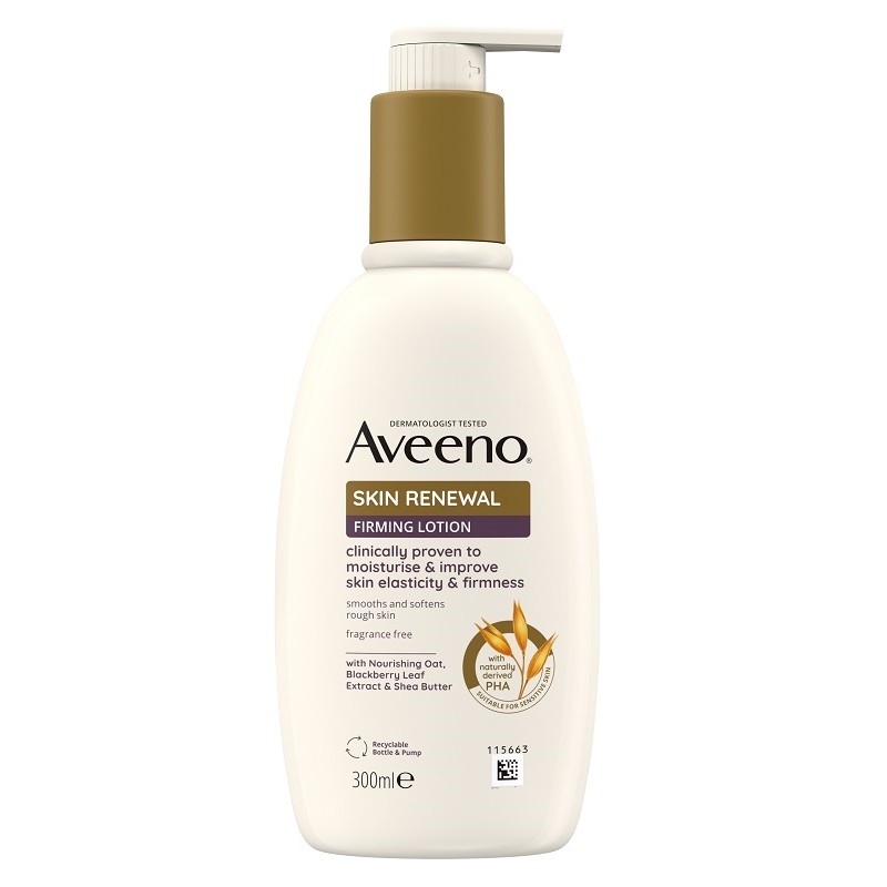 flacone di Aveeno Skin Renewal Lozione Rassodante Corpo Idratante e Levigante 300ml flacone di Aveeno Skin Renewal Lozione Rassodante Corpo Idratante e Levigante 300ml