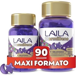 Laila DormiBene con Melatonina per Sonno Confezione Risparmio 90 gommose Laila DormiBene con Melatonina per Sonno Confezione Risparmio 90 gommose