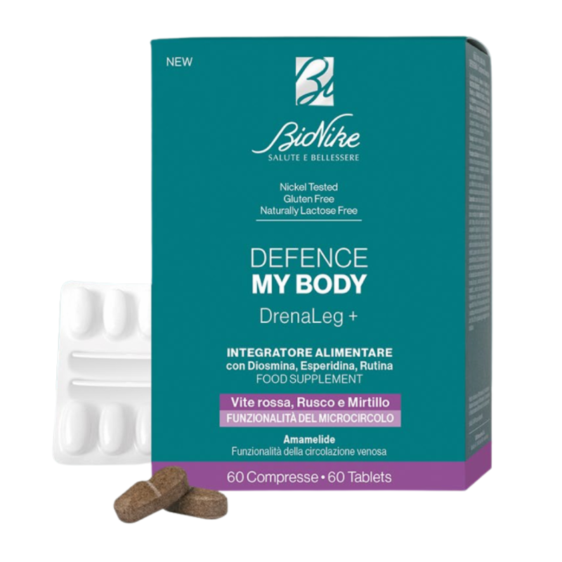 confezione di Bionike Defence My Body DrenaLeg+ Integratore Microcircolo 60 Compresse confezione di Bionike Defence My Body DrenaLeg+ Integratore Microcircolo 60 Compresse