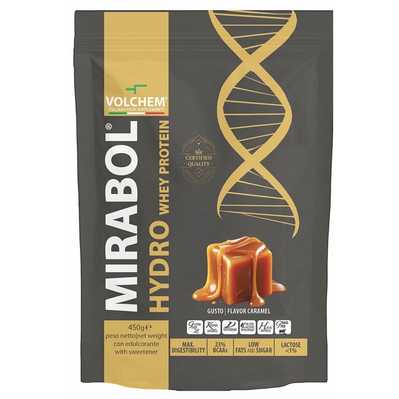 Mirabol Hydro Whey Protein Caramel per Recupero Muscolare 450 g Polvere