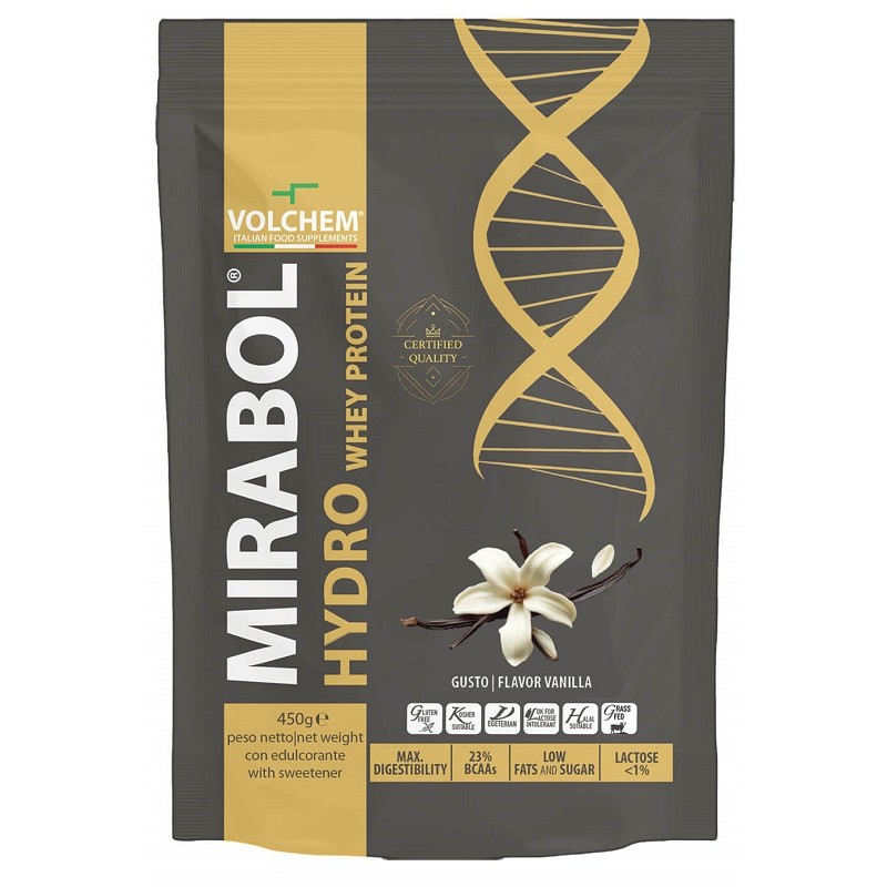 Mirabol Hydro Whey Protein Vaniglia per Recupero Muscolare Barattolo 450 g
