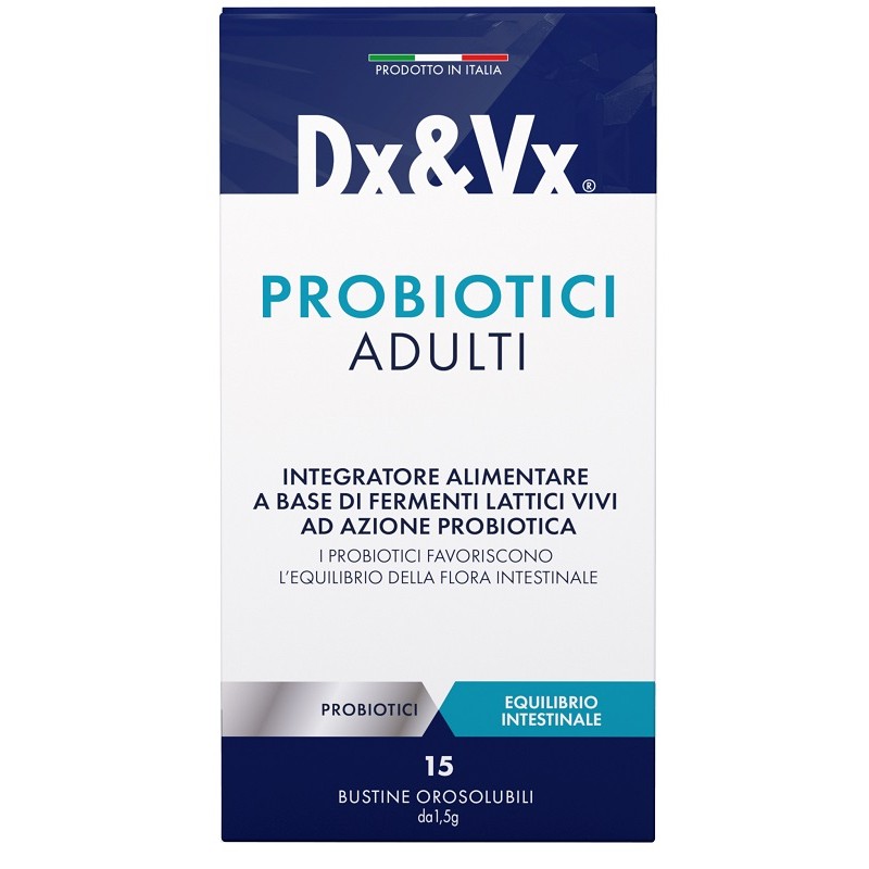 Dx&vx Probiotici Adulti per Equilibrio Intestinale 15 Bustine Orosolubili Dx&vx Probiotici Adulti per Equilibrio Intestinale 15 Bustine Orosolubili
