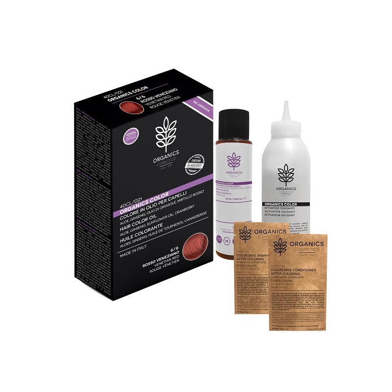 Organics Pharm Organics Color 6/6 Rosso Veneziano per Capelli Brillanti e Nutrienti Kit Completo Organics Pharm Organics Color 6/6 Rosso Veneziano per Capelli Brillanti e Nutrienti Kit Completo