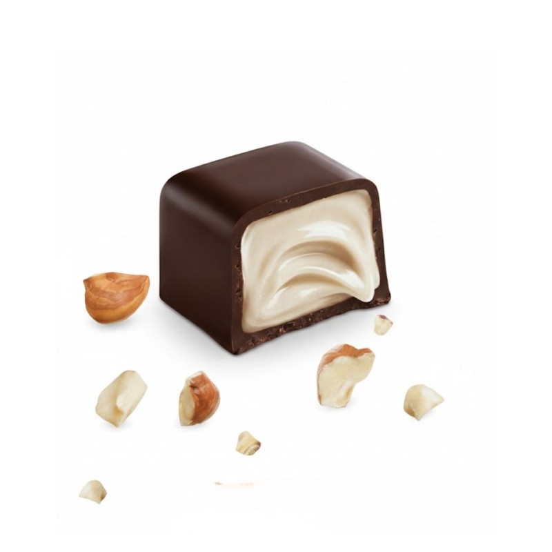 Contenuto di Feeling Ok Keto Choc Praline Ripiene Crema Nocciola snack proteico low carb monodose 10 g Contenuto di Feeling Ok Keto Choc Praline Ripiene Crema Nocciola snack proteico low carb monodose 10 g