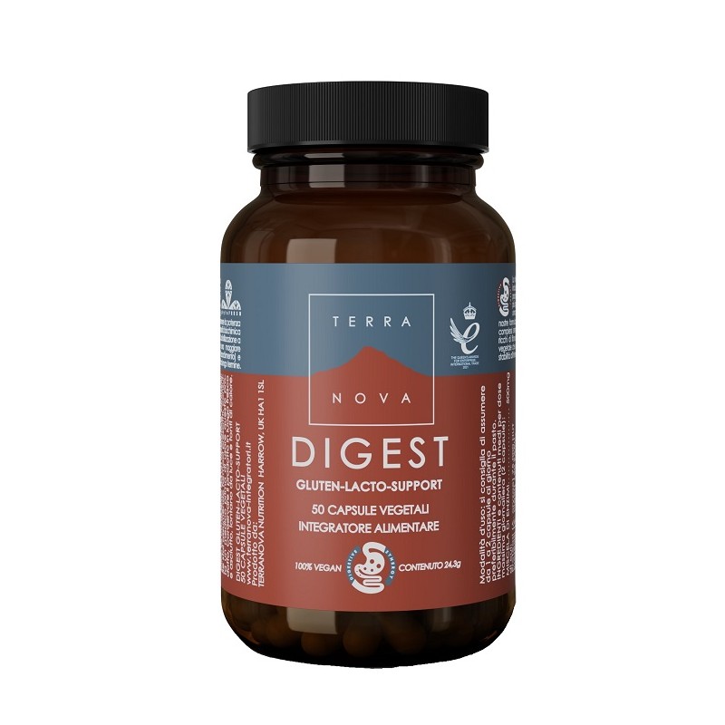 barattolo di Terranova Digest Integratore Digestione Glutine e Lattosio 50 Capsule