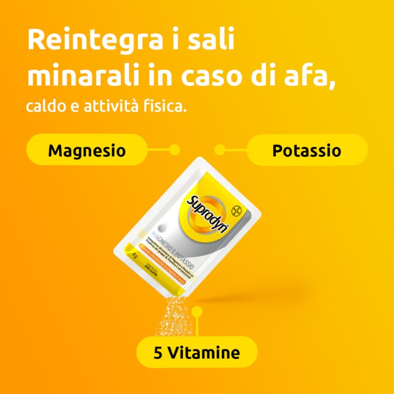 Utilizzo di Supradyn Magnesio e Potassio Integratore Vitamine e Minerali 24 Bustine Utilizzo di Supradyn Magnesio e Potassio Integratore Vitamine e Minerali 24 Bustine