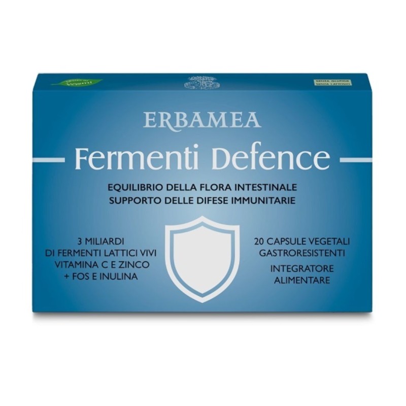 Formato di Erbamea Fermenti Defence Integratore di Fermenti Lattici Vivi 3 Miliardi con Vitamina C e Zinco 20 Capsule Formato di Erbamea Fermenti Defence Integratore di Fermenti Lattici Vivi 3 Miliardi con Vitamina C e Zinco 20 Capsule