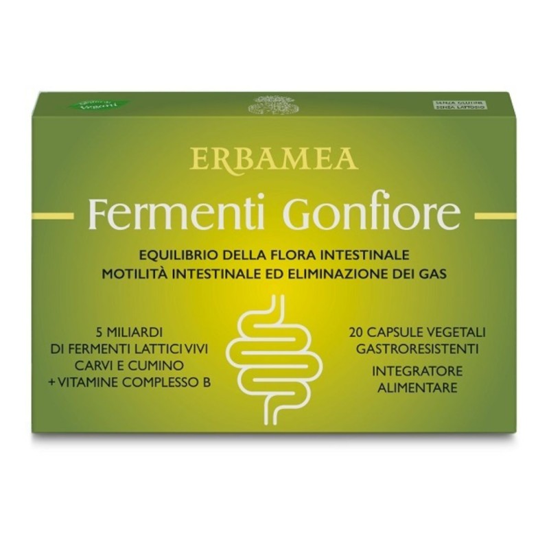 Formato di Erbamea Fermenti Gonfiore Integratore di Fermenti Lattici 5 Miliardi 20 Capsule