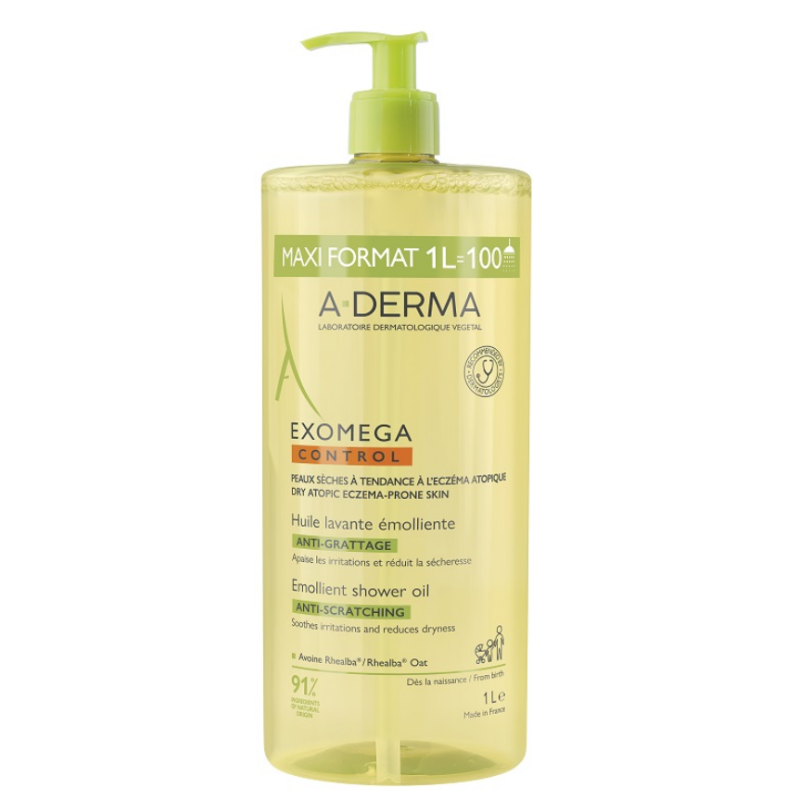 flacone di A-Derma Exomega Control Olio Lavante Emolliente Viso e Corpo 1000ml flacone di A-Derma Exomega Control Olio Lavante Emolliente Viso e Corpo 1000ml