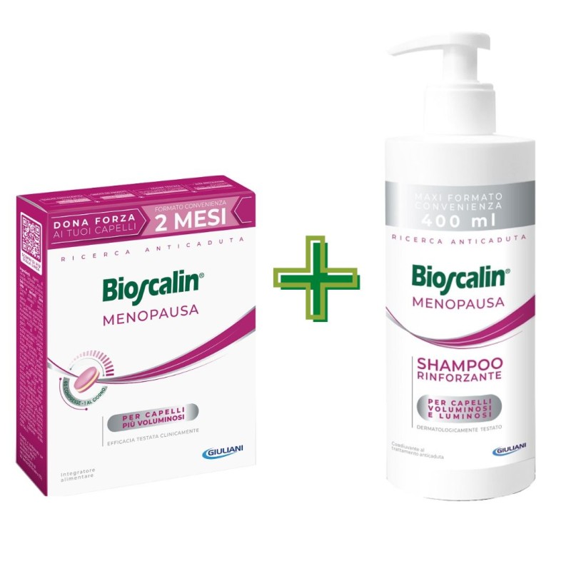 Bioscalin Kit Completo Anticaduta Menopausa Shampoo 400ml + 60 Compresse Bioscalin Kit Completo Anticaduta Menopausa Shampoo 400ml + 60 Compresse