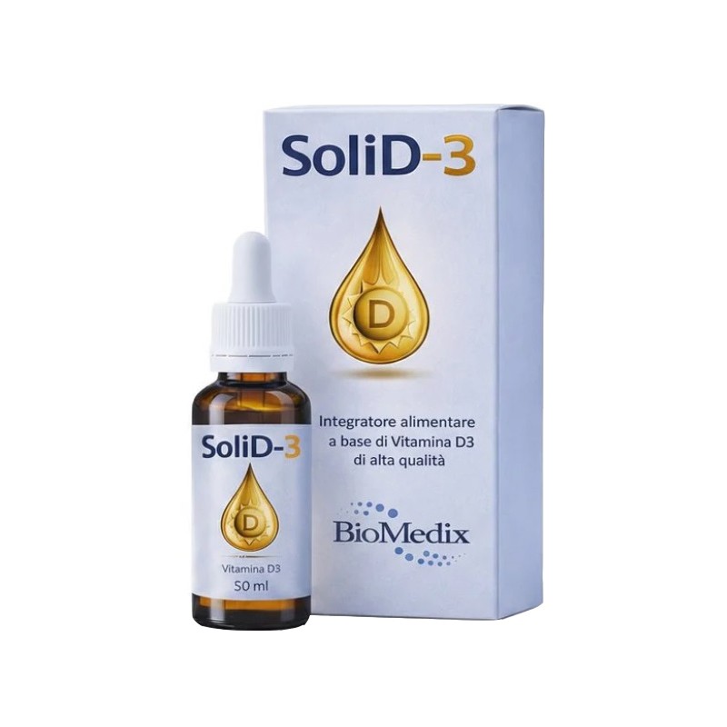 Solid3 Soluzione integratore vitamina D3 per ossa, denti e immunità 50 ml Solid3 Soluzione integratore vitamina D3 per ossa, denti e immunità 50 ml