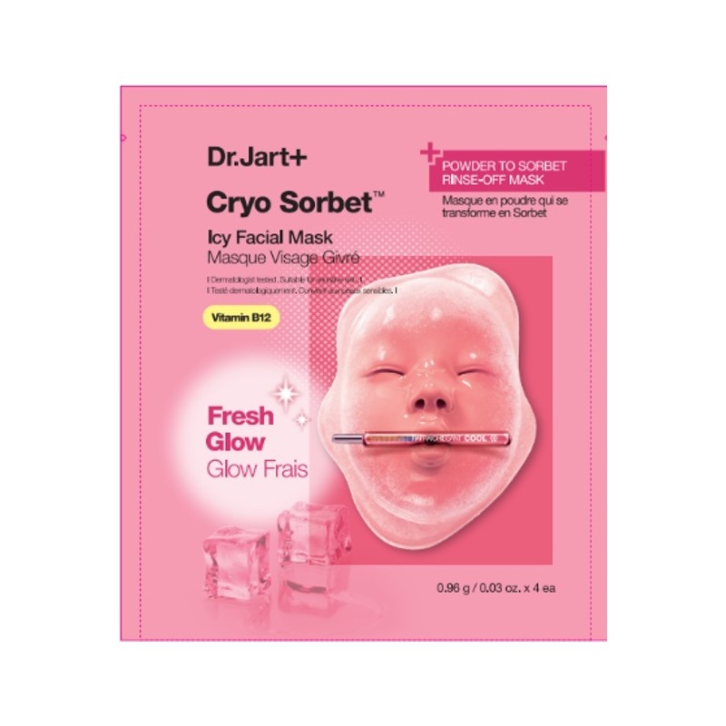 Dr Jart+ Cryo Sorbet Icy Facial Mask maschera rinfrescante e lenitiva 4 maschere monouso Dr Jart+ Cryo Sorbet Icy Facial Mask maschera rinfrescante e lenitiva 4 maschere monouso