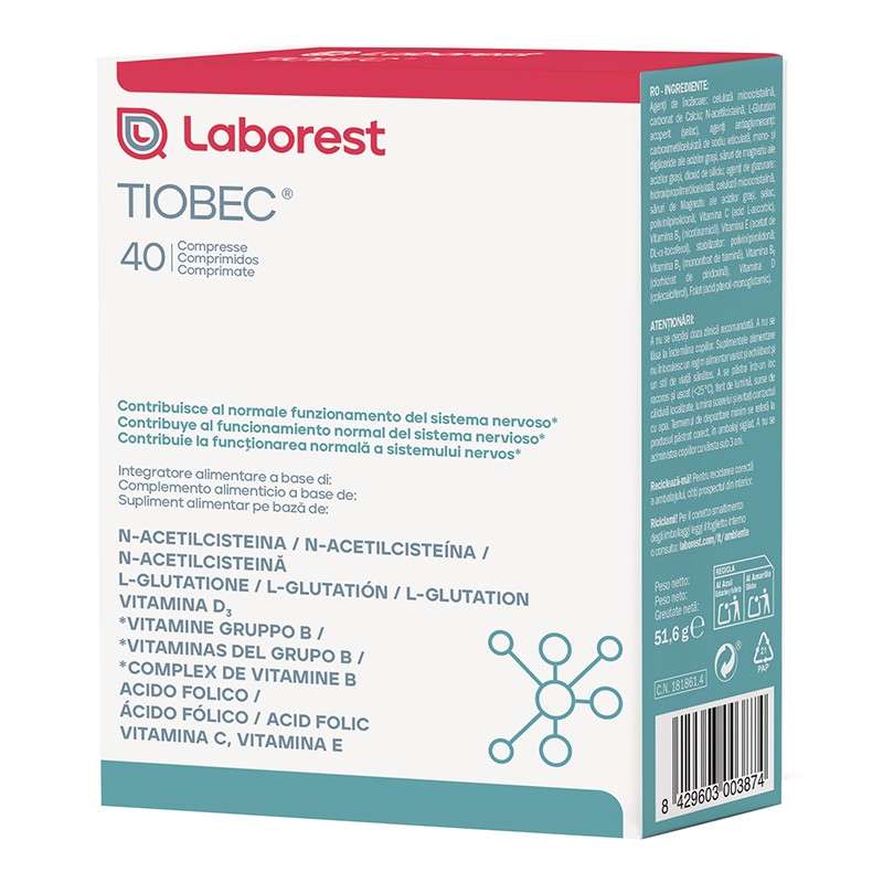 Tiobec 40 Compresse per Benessere Nervoso e Antiossidante 40 Compresse