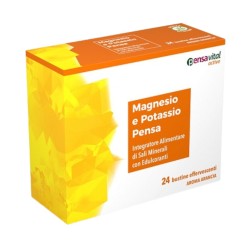 Scatola Pensa Magnesio e Potassio Integratore Funzione Muscolare 24 Bustine Effervescenti Scatola Pensa Magnesio e Potassio Integratore Funzione Muscolare 24 Bustine Effervescenti